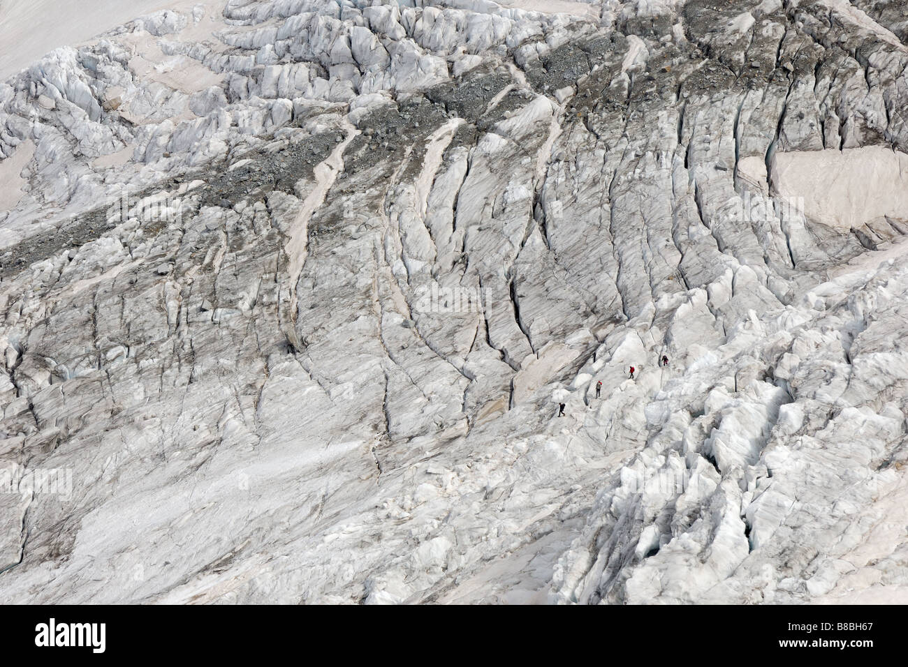 crepaccio ghiacciaio di Laveciau alpinisti Gran Paradiso cordata glacier Parco Nazionale Gran Paradiso Valle Aosta Italy Stock Photo