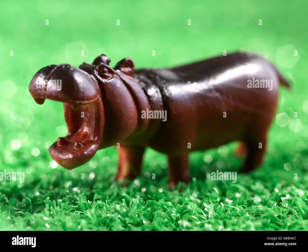 Close up Miniature Toy Hippo Artificial Grass Stock Photo Alamy
