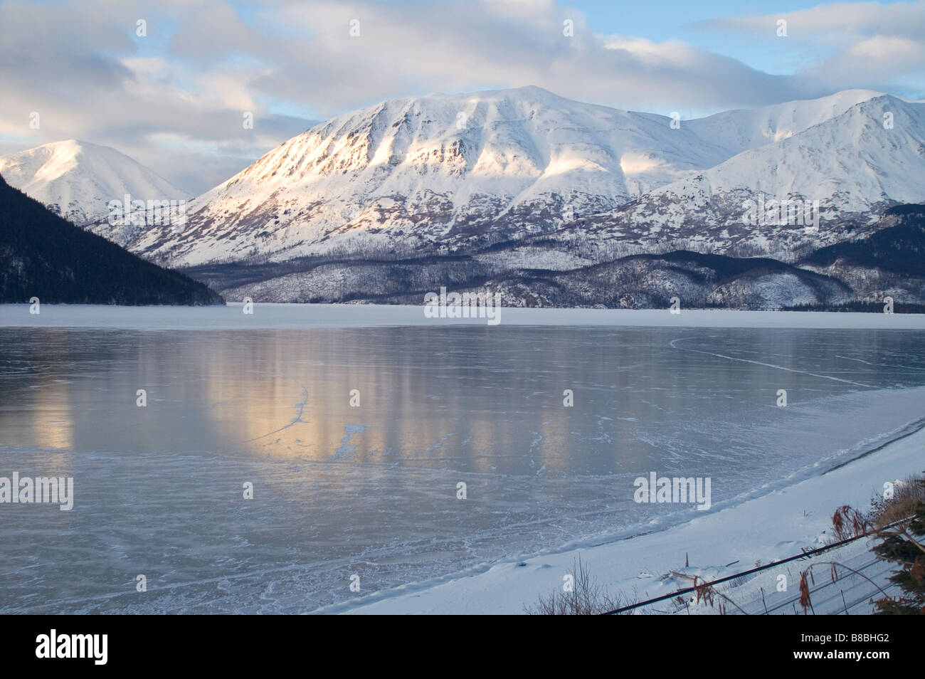 Frozen Kenai Lake Moose Pass Alaska Mountains Stock Photo Alamy