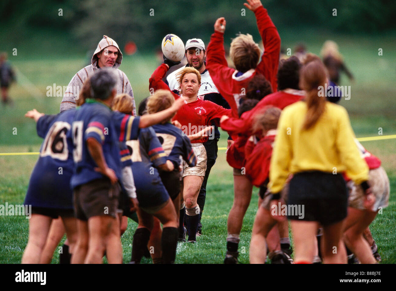 Women s rugby game action Stock Photo Alamy