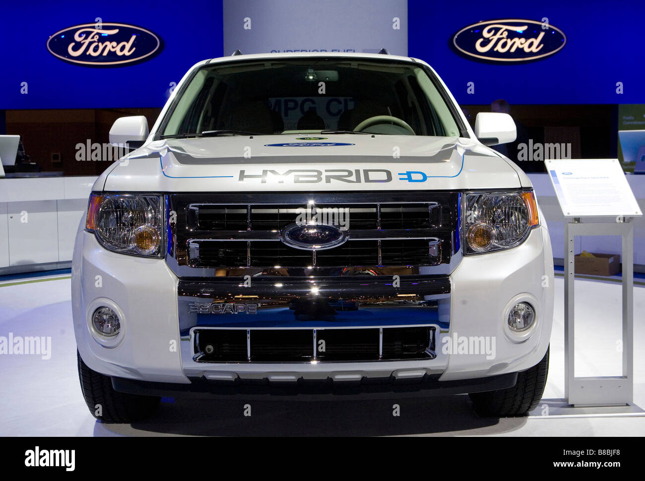 4 February 2009 Washington D C A Ford Escape electric hybrid vehicle on display at the Washington Auto Show. Stock Photo
