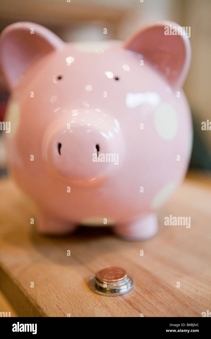 Piggy Bank Canadian Coins Stock Photo Alamy