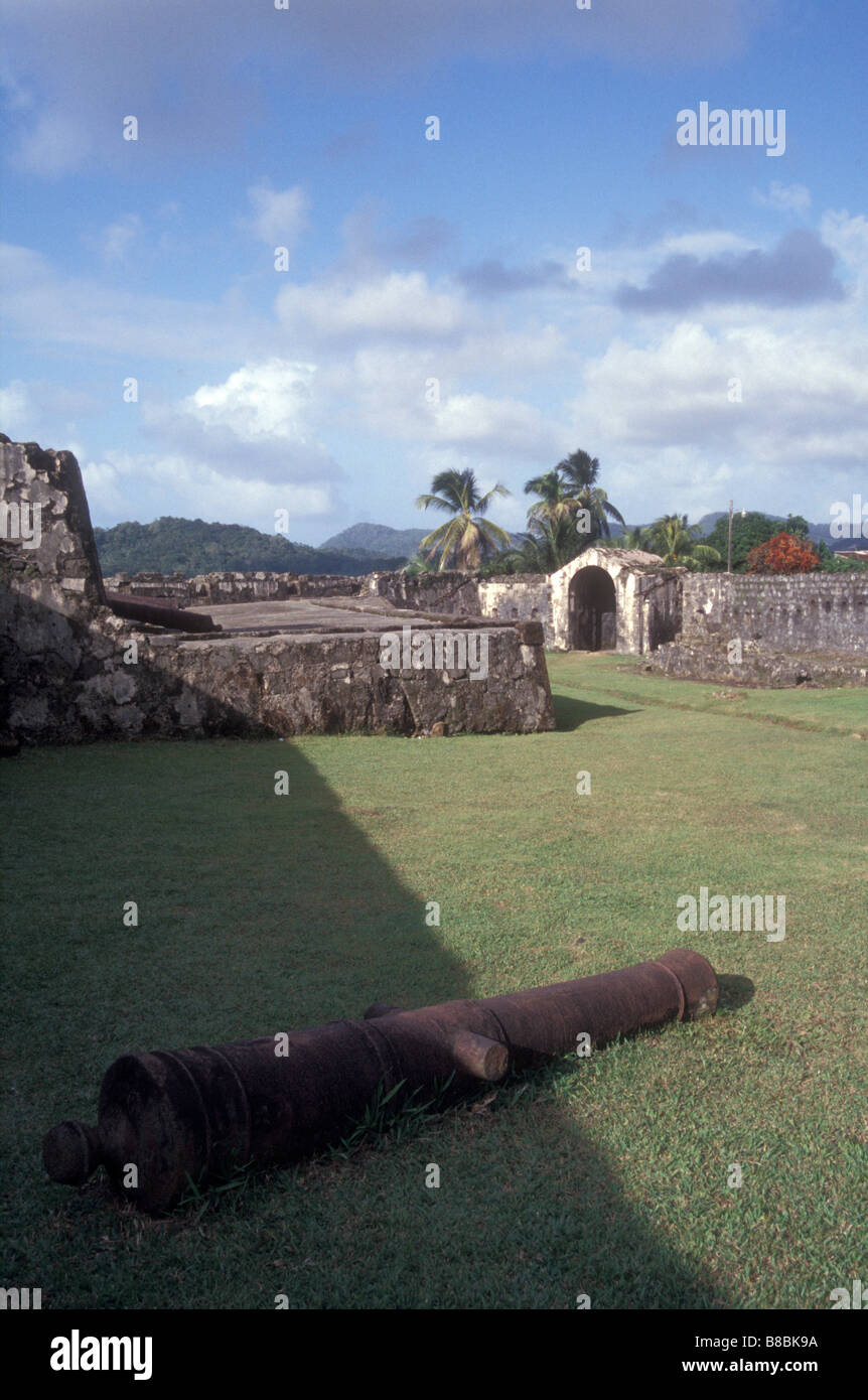 Fuerte Santiago 18th century Spanish colonial fort in Portobelo, Panama, Central America Stock Photo