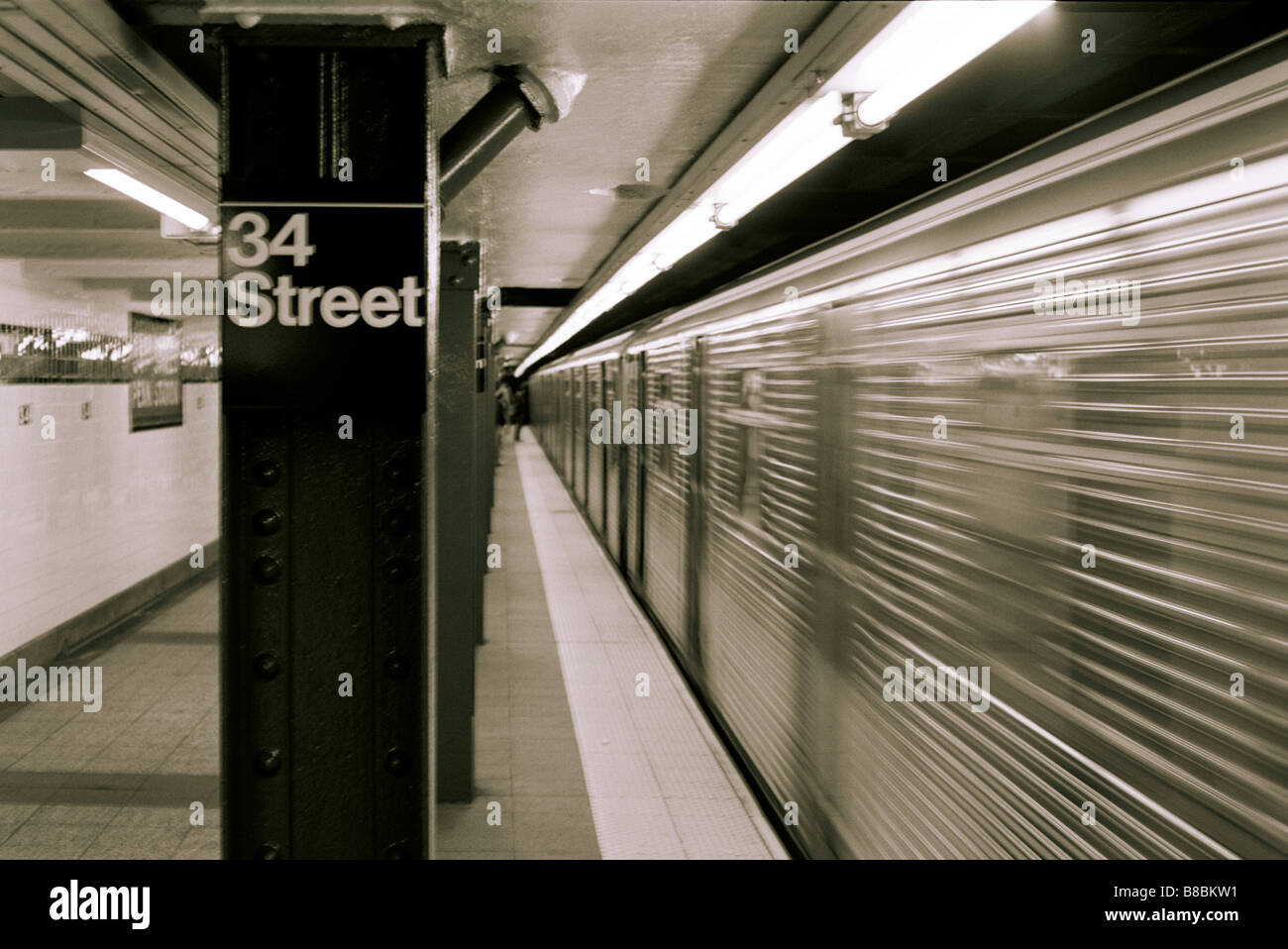 34th Street Subway Platform, New York City Stock Photo