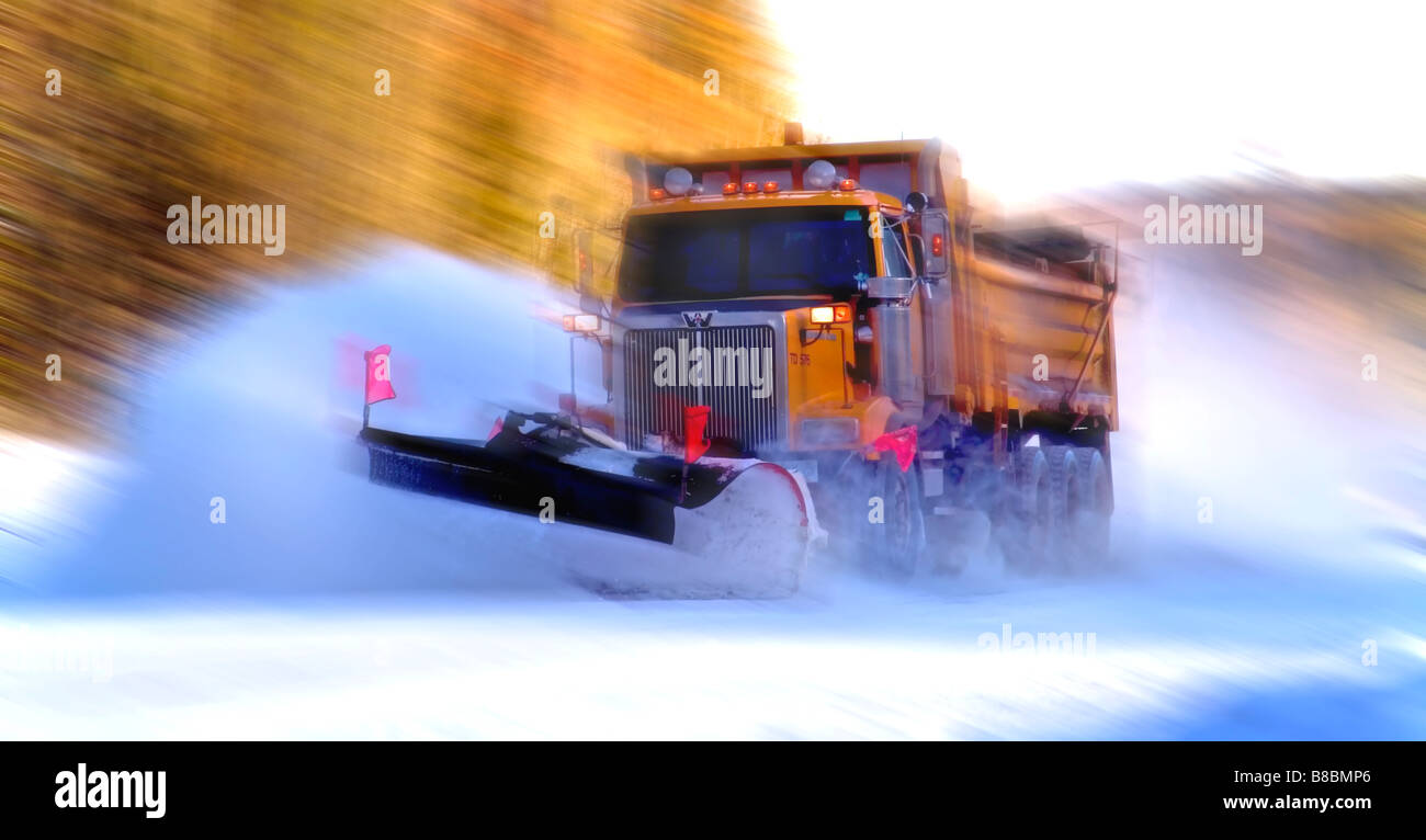 Snow Plow Truck, Hwy 5A, Kamloops, British Columbia Stock Photo Alamy