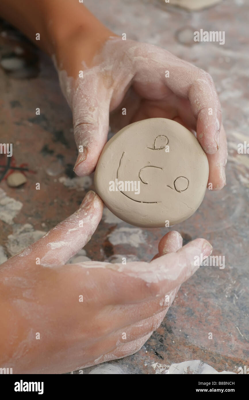 children learning to make pottery Stock Photo Alamy