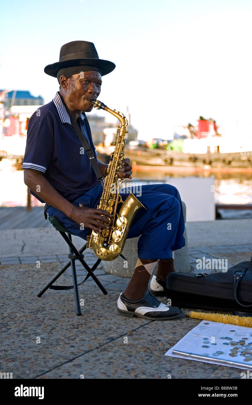 Saxophone player at Victoria & Alfred waterfront Cape Town South Africa