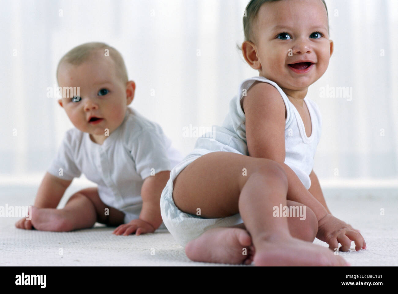 Two 6 Month Old Babies Stock Photo Alamy