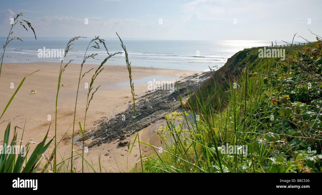 view of saunton sands beach Devon from the cliffs Stock Photo - Alamy
