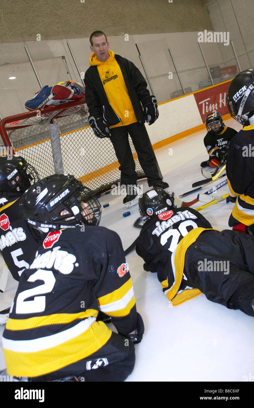 Coach Team Hockey Practice Stock Photo Alamy