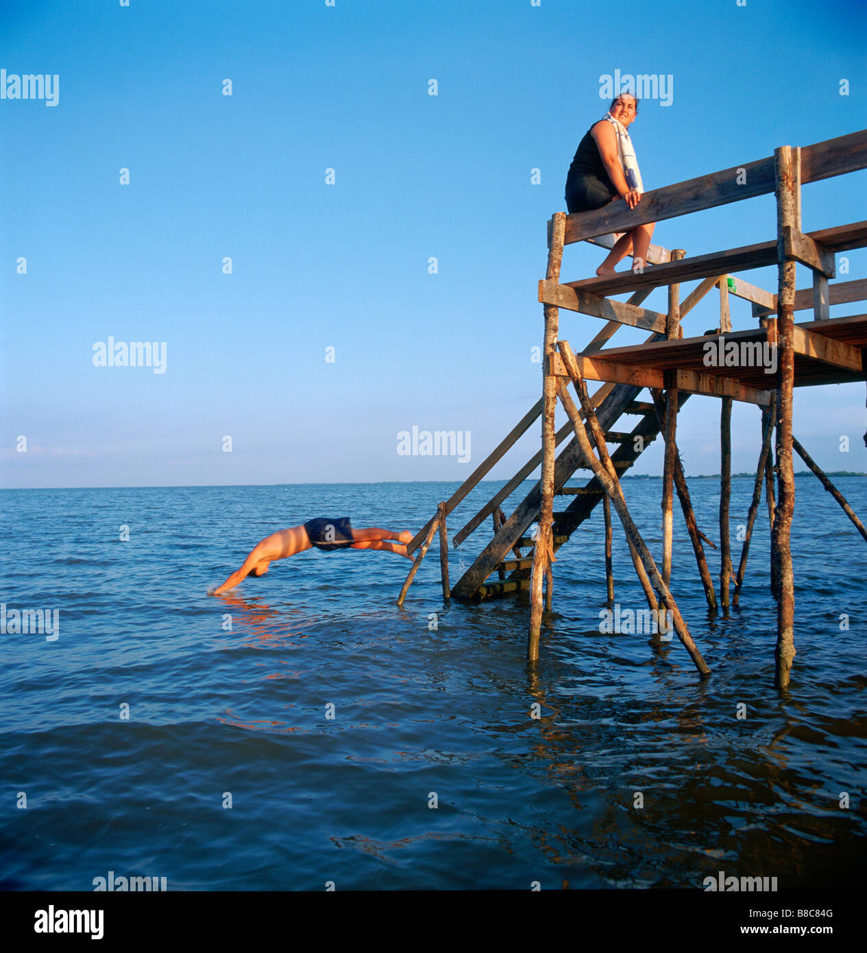 Diving Pier Lake Winnipeg, Whytwold, Manitoba Stock Photo Alamy