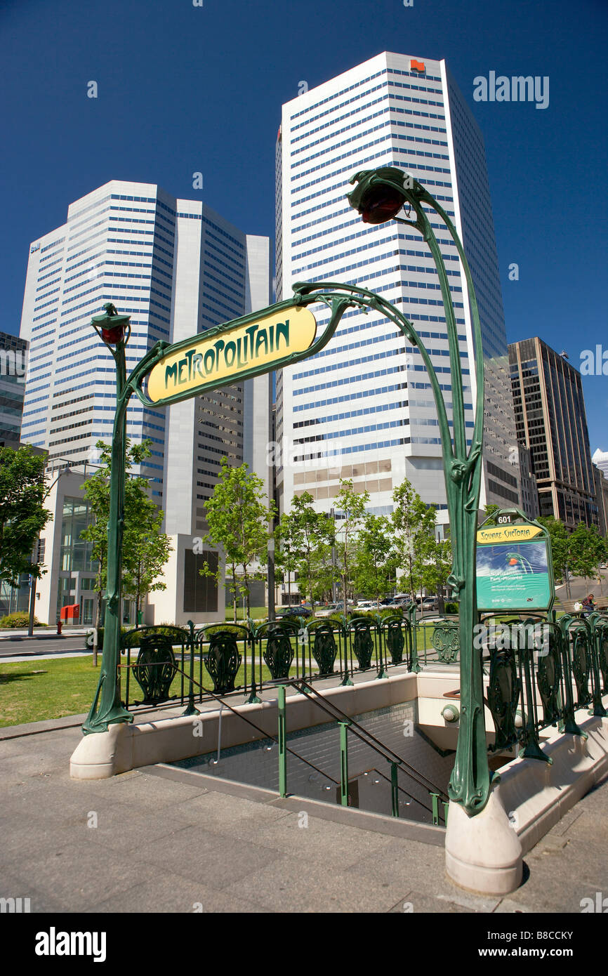 Square Victoria Subway Station Entrance, Montreal, Quebec Stock Photo