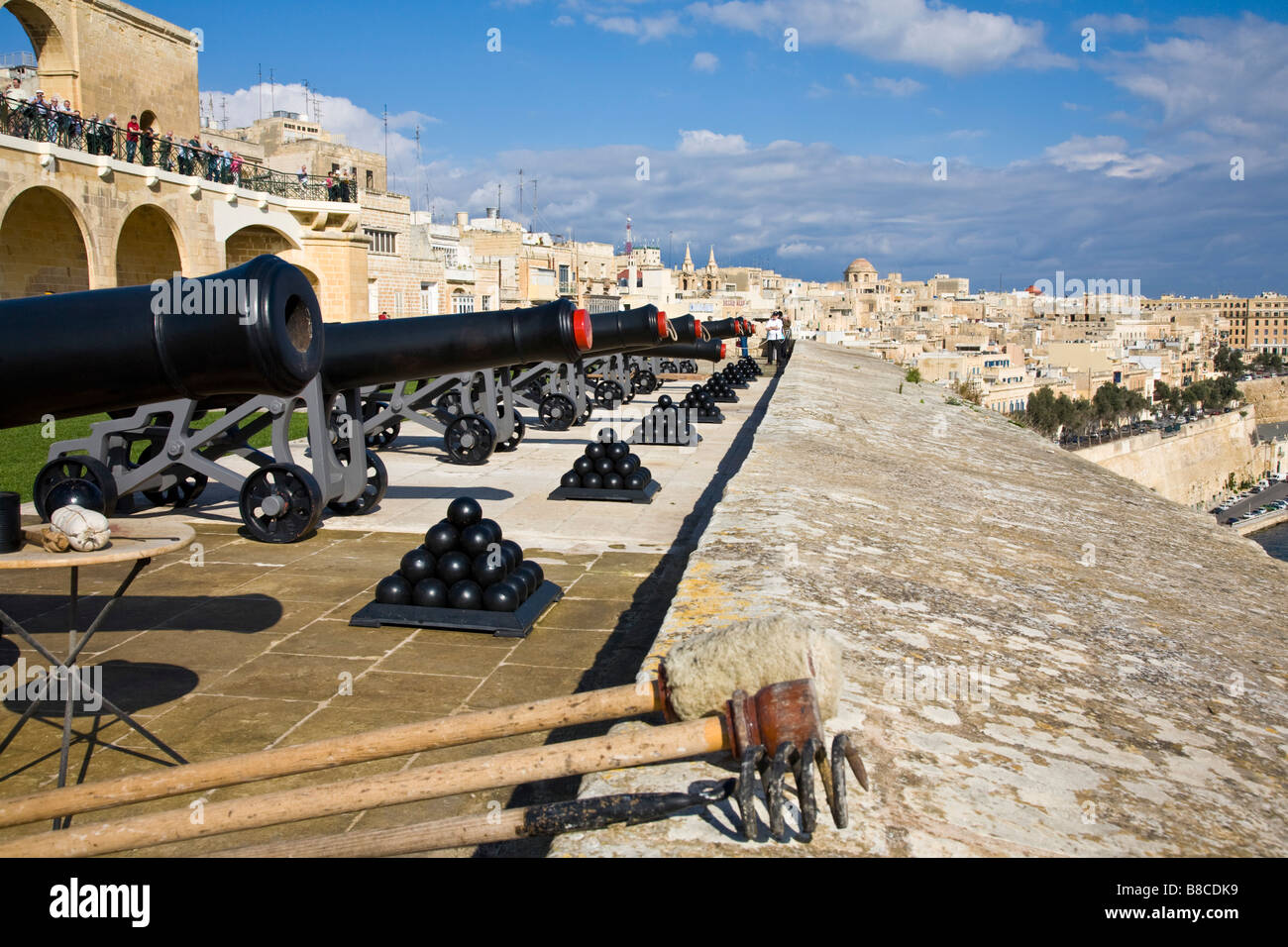 The cannons. Saluting Battery, Valletta, Malta. Stock Photo