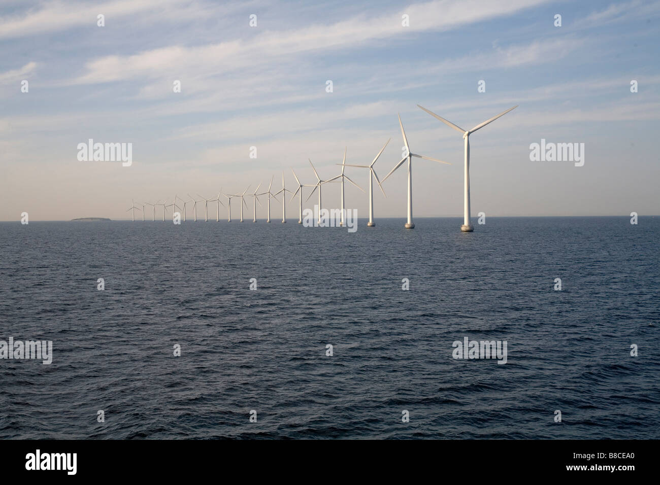 Windmills at Danish coast, Denmark Stock Photo