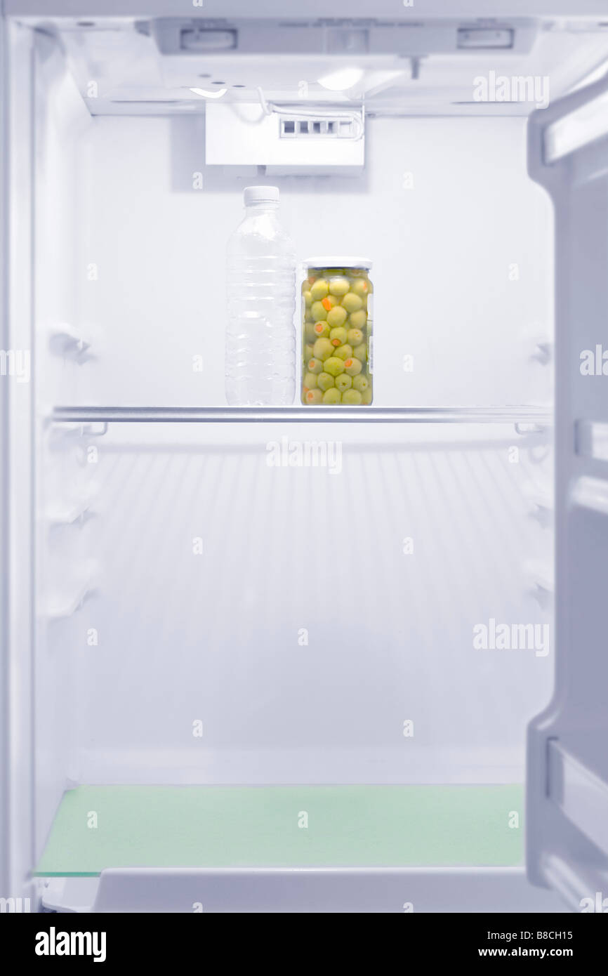 Jar Olives inside Fridge Stock Photo Alamy
