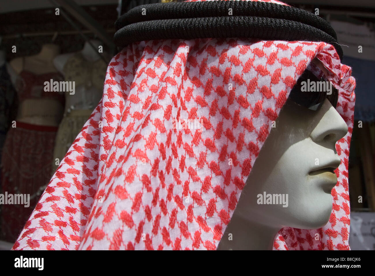 Dubai, UAE, A mannequin is dressed in a traditional men’s gutra