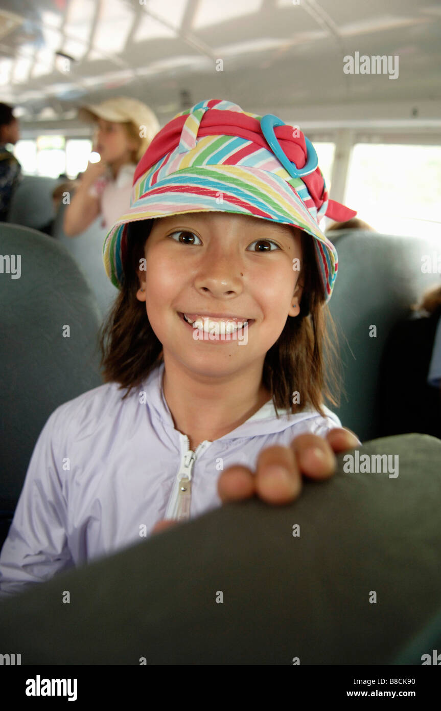 Young Girl School Bus Stock Photo Alamy