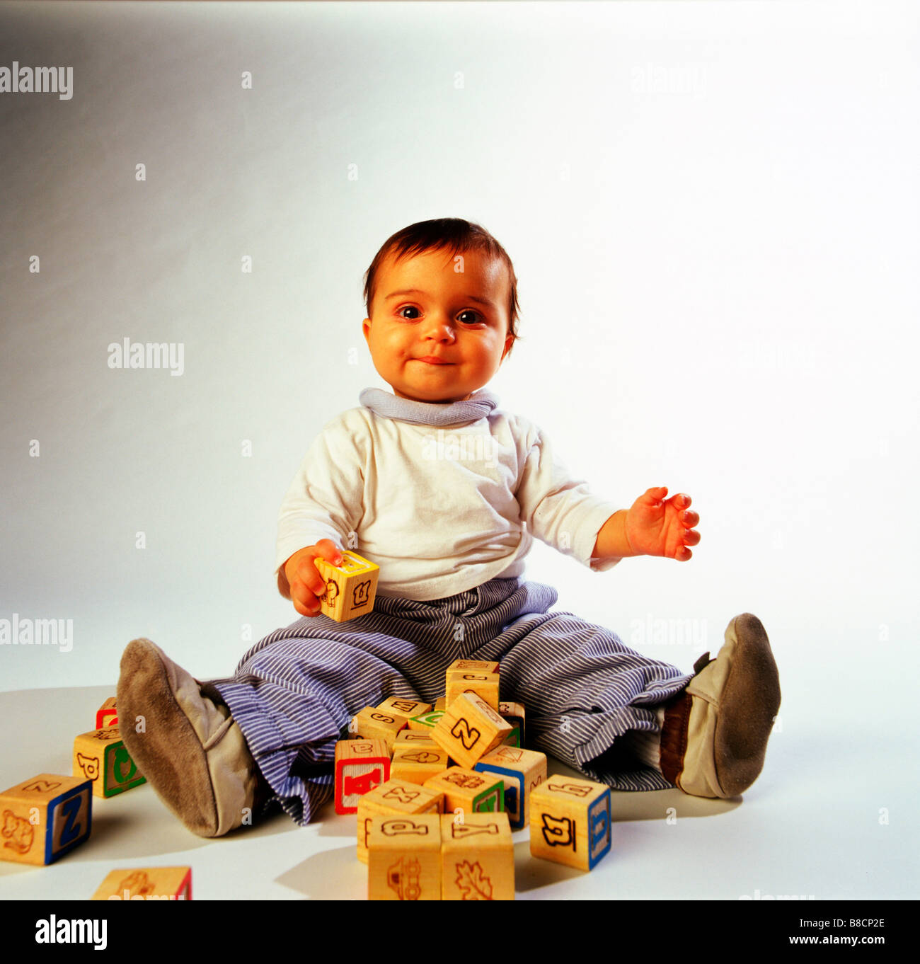 Baby Playing Blocks Stock Photo - Alamy