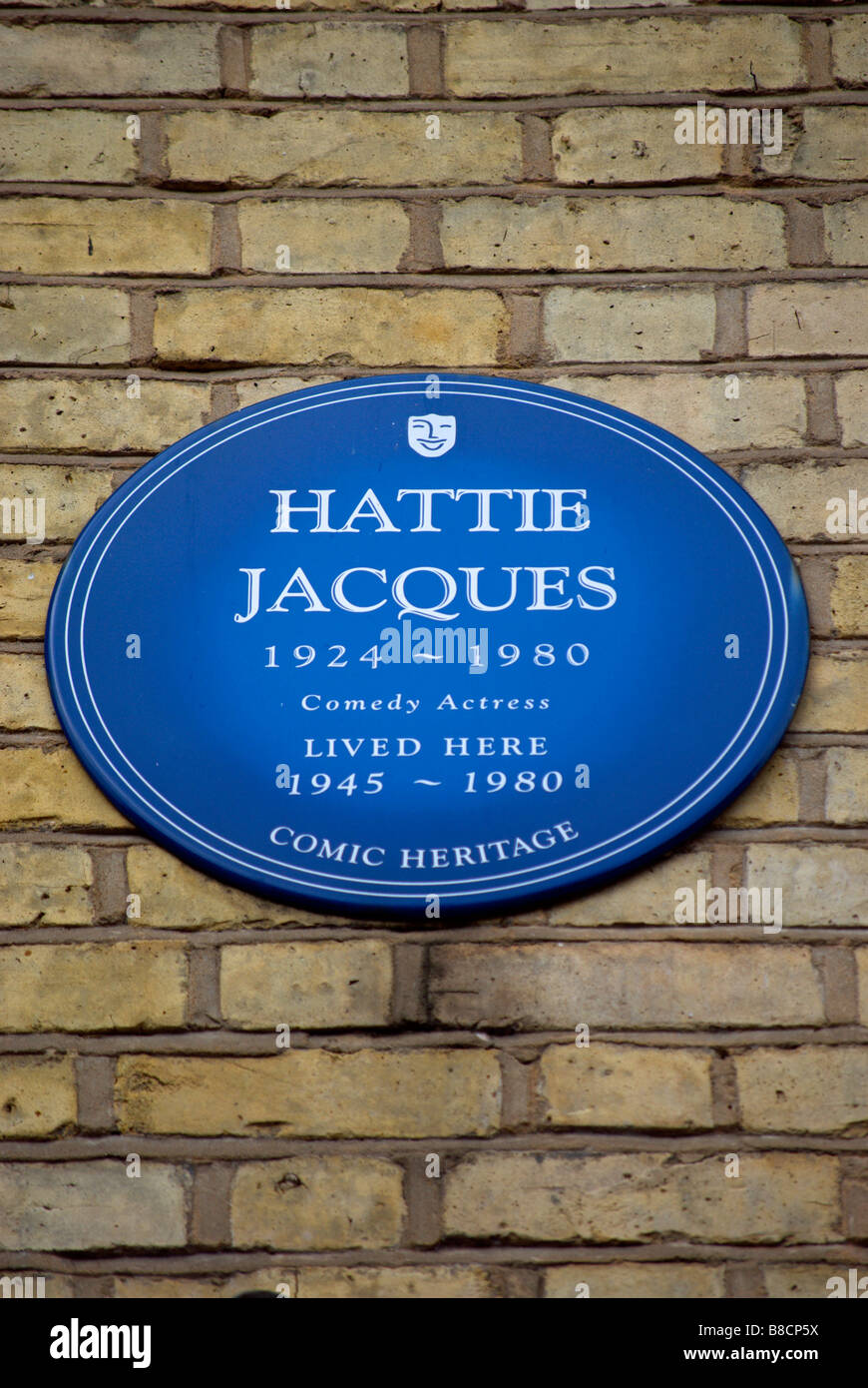 dead comics society blue plaque marking a former home of british comic actress hattie jacques, london, england Stock Photo