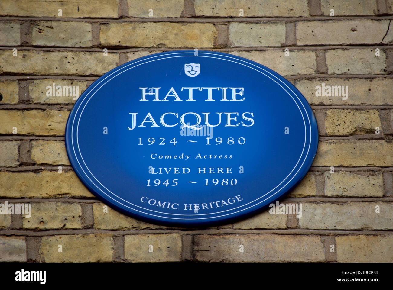 dead comics society blue plaque marking a former home of british comic actress hattie jacques, london, england Stock Photo