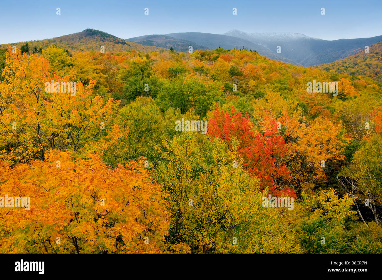Franconia Notch with fall foliage color in New Hampshire USA Stock