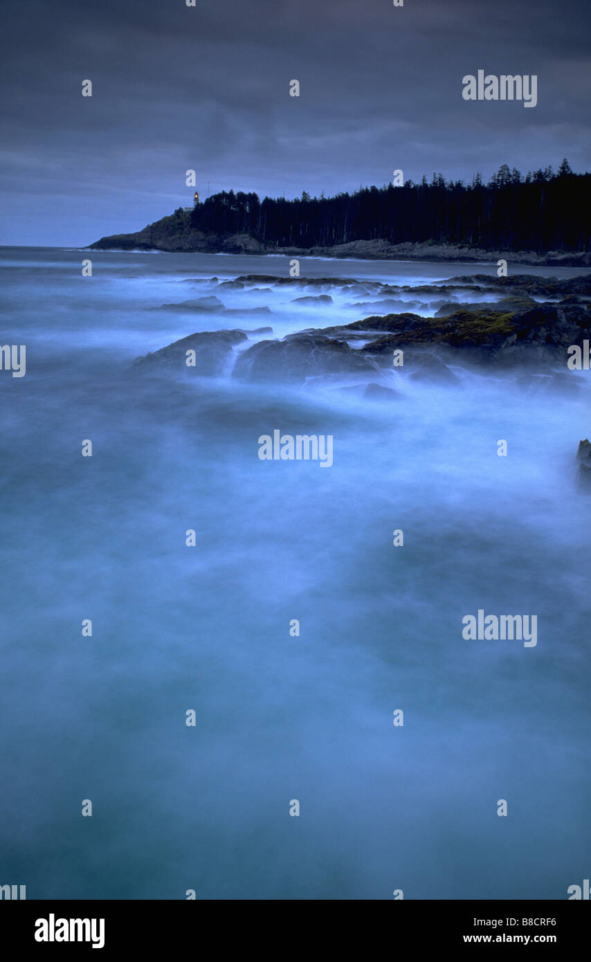 FV0042, Dave Nunuk; Coastline  dusk, Langara Island, Queen Charlotte Island, BC Stock Photo