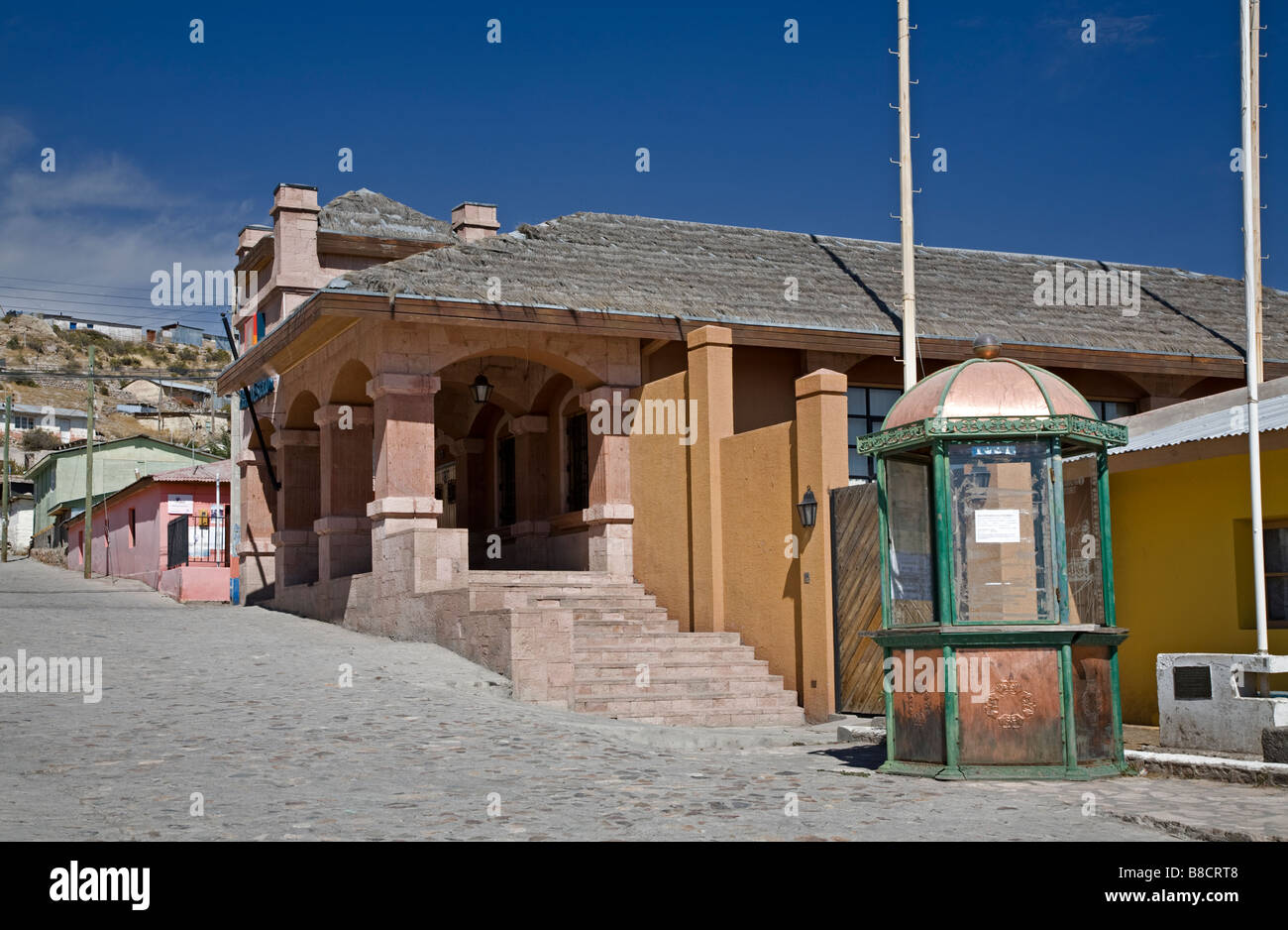 Bank and Village Centre of Putre, Chile Stock Photo