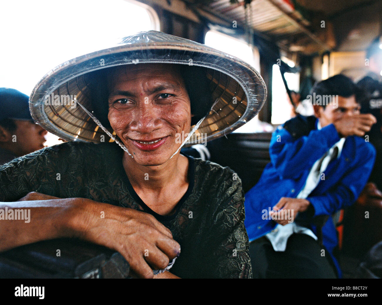 Transvestite  Train to Battambang, Cambodia Stock Photo