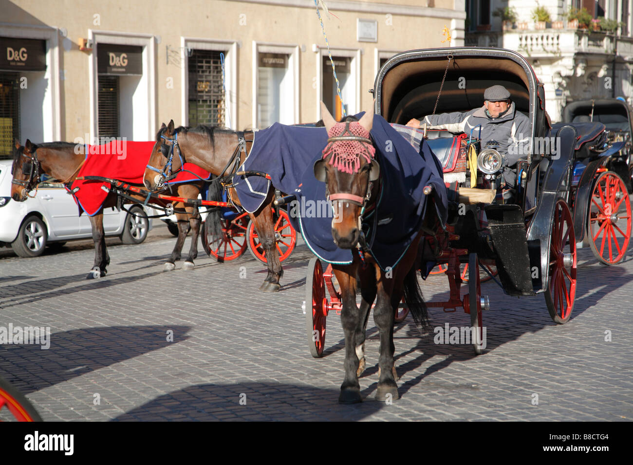 Horse carriage near Spanish Steps, Rome, Italy Stock Photo