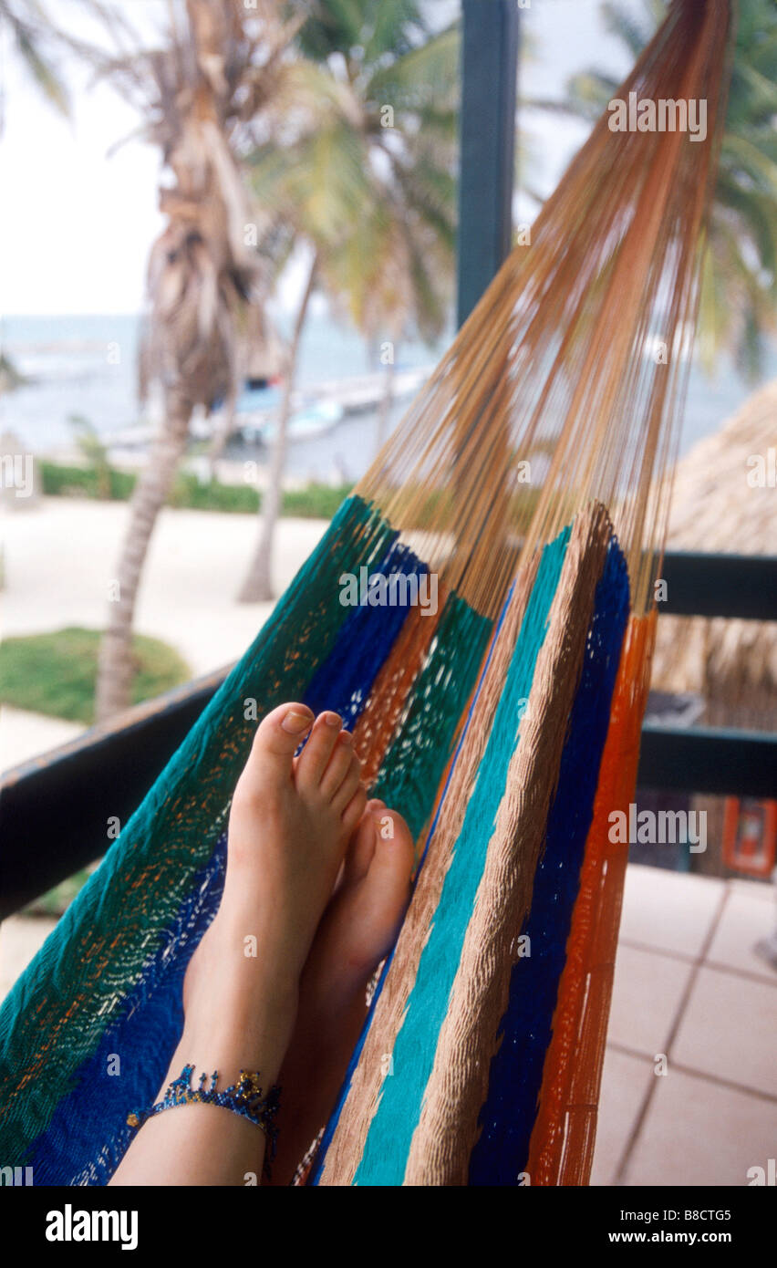 Woman feet up relaxing hammock hires stock photography and images Alamy