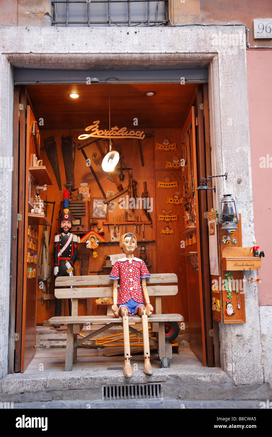 Pinocchio, toy store display, Rome, Italy Stock Photo - Alamy