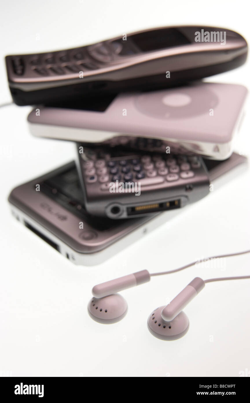 Stack Electronic Gadgets Stock Photo Alamy