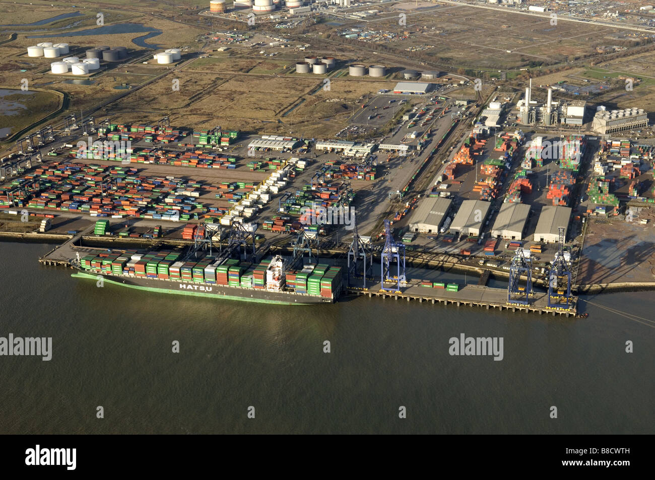 The Port of Thamesport UK viewed from the air Stock Photo