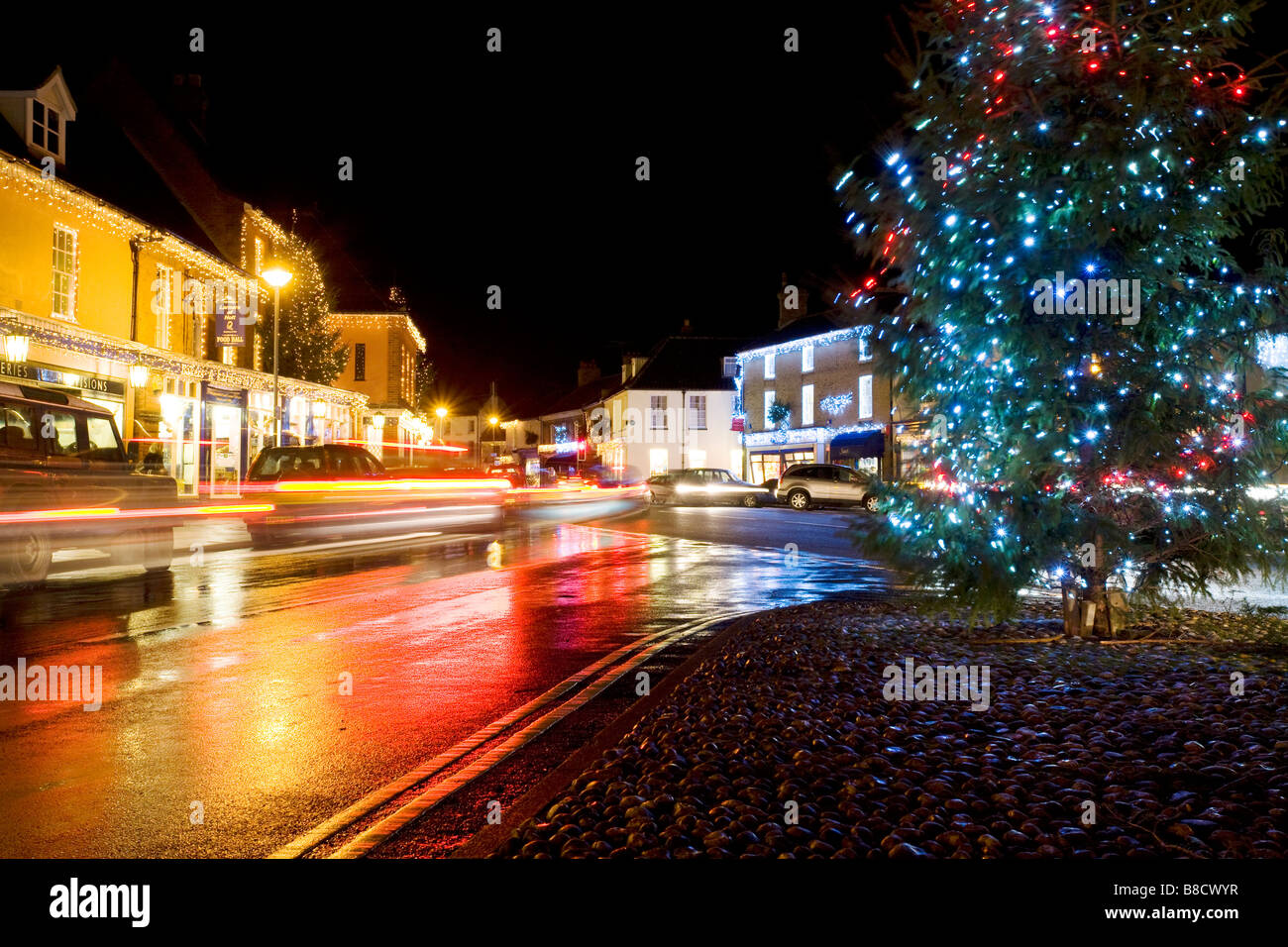 Christmas lights in Holt, Norfolk Stock Photo