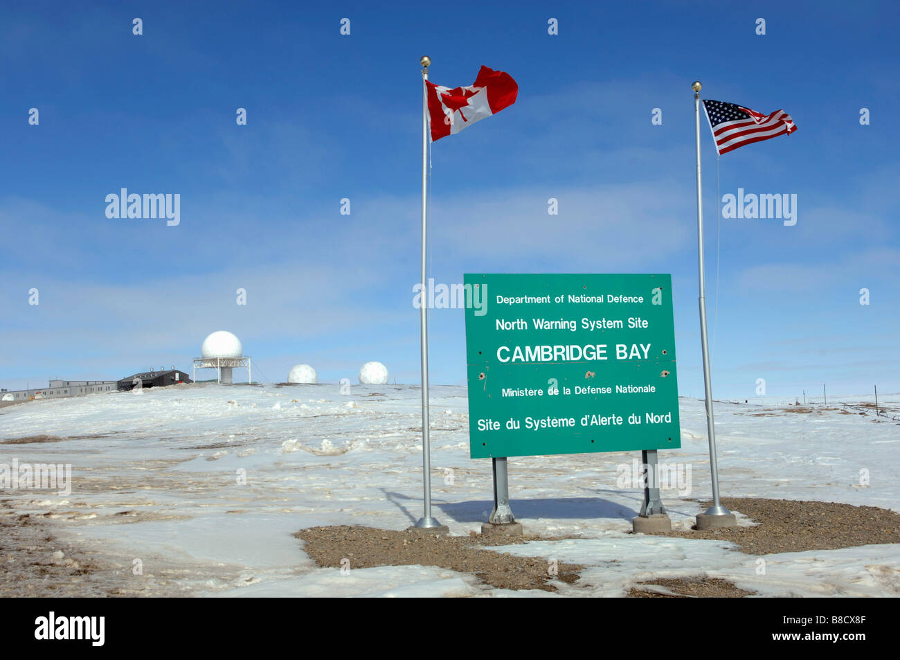 Entrance North Warning System Site, Cambridge Bay, Nunavut Stock Photo ...