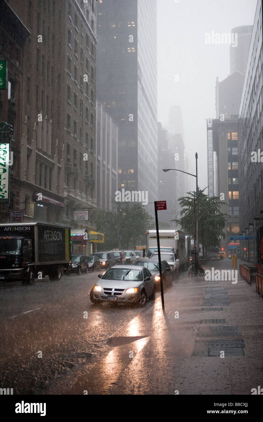 Street in New York in a rainy day Stock Photo Alamy