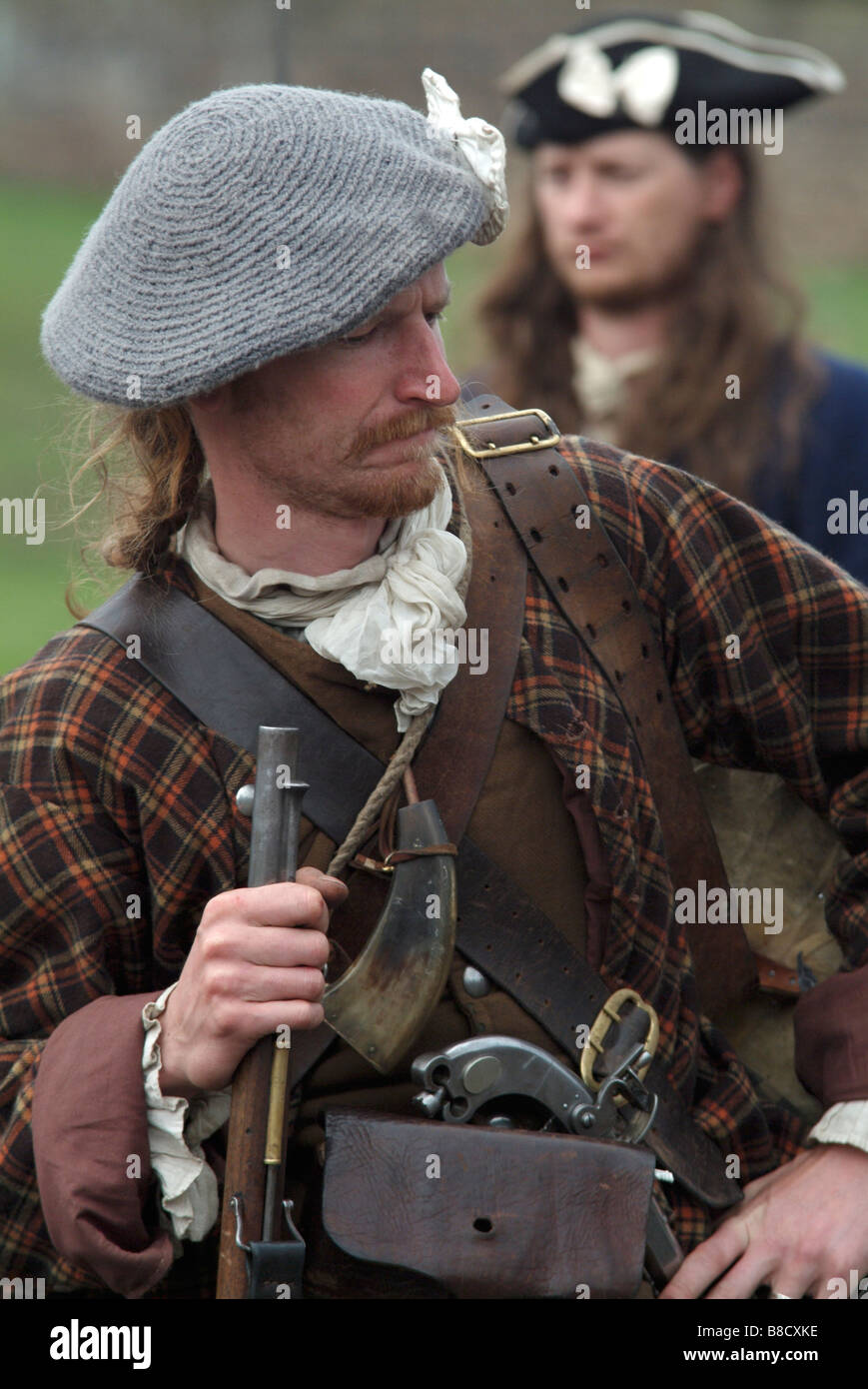 Jacobite soldier at the 2008 re-enactment of the Battle of Prestonpans, Scotland. Stock Photo