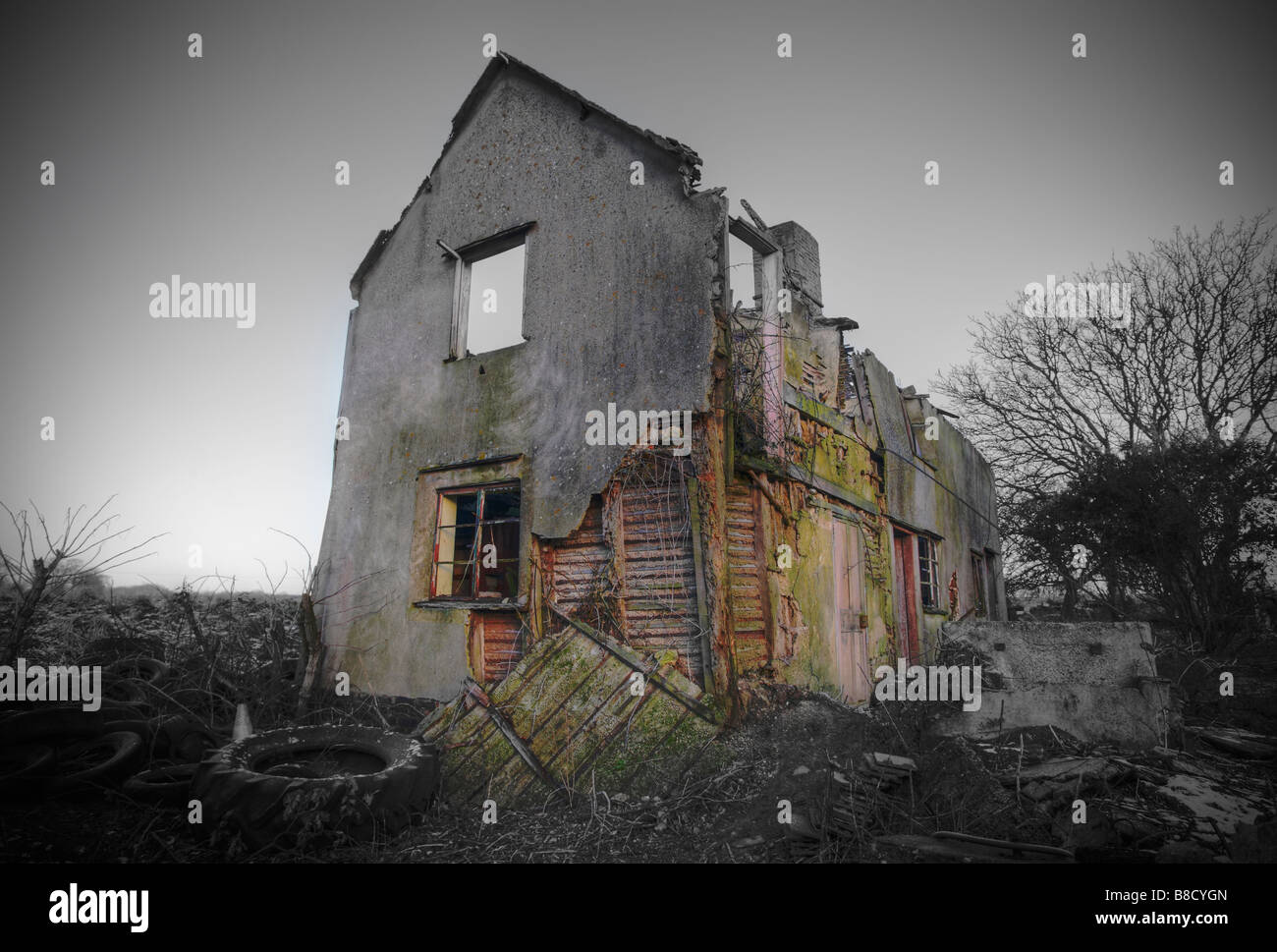 Creepy shell of a building Stock Photo - Alamy