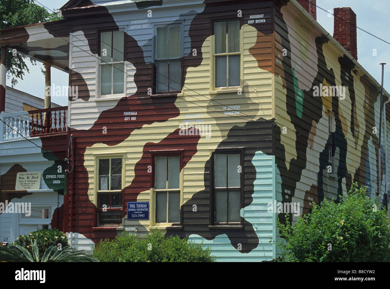 Elk219 1307 South Carolina Charleston house with camoflauge paint Stock Photo