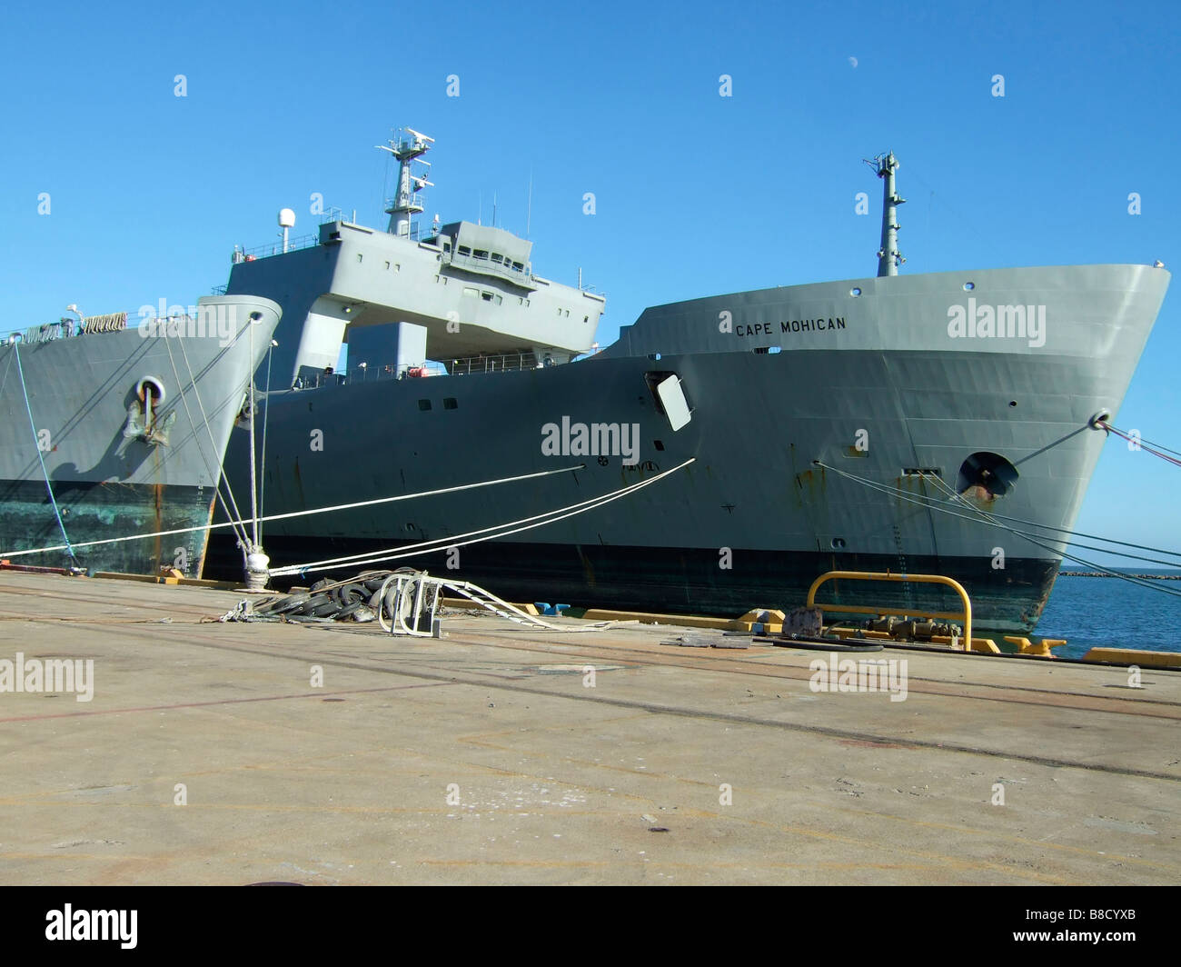 US Navy supply ship at Alameda naval base, California, USA Stock Photo