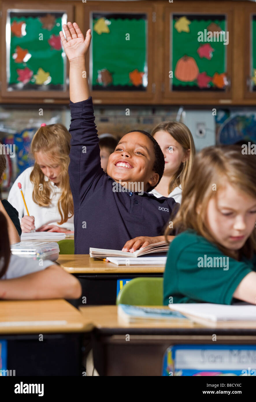 Private elementary school classroom with students Stock Photo