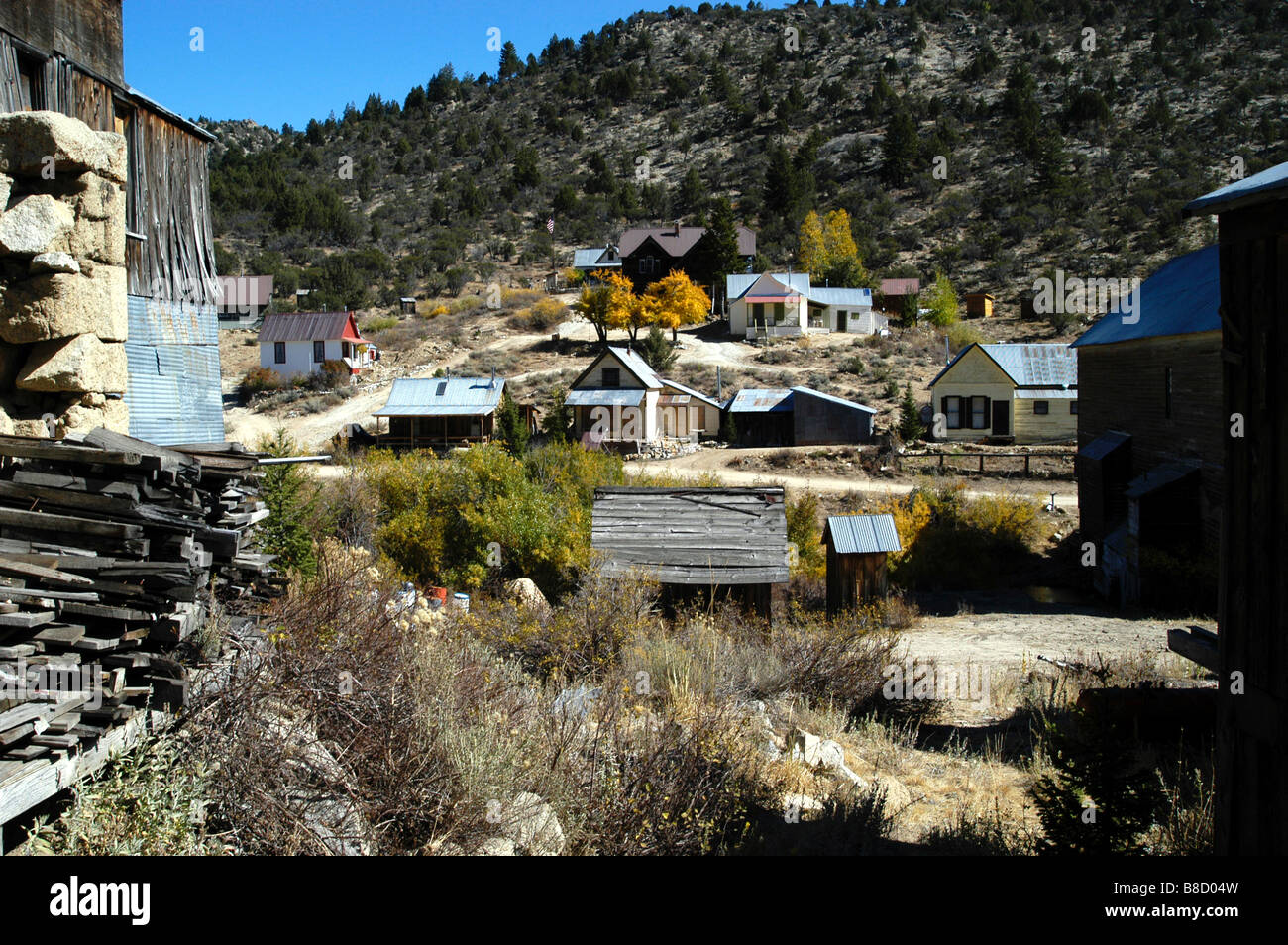 USA, Idaho, Silver City, Ghost Town in the Owyhee Mountains, View from