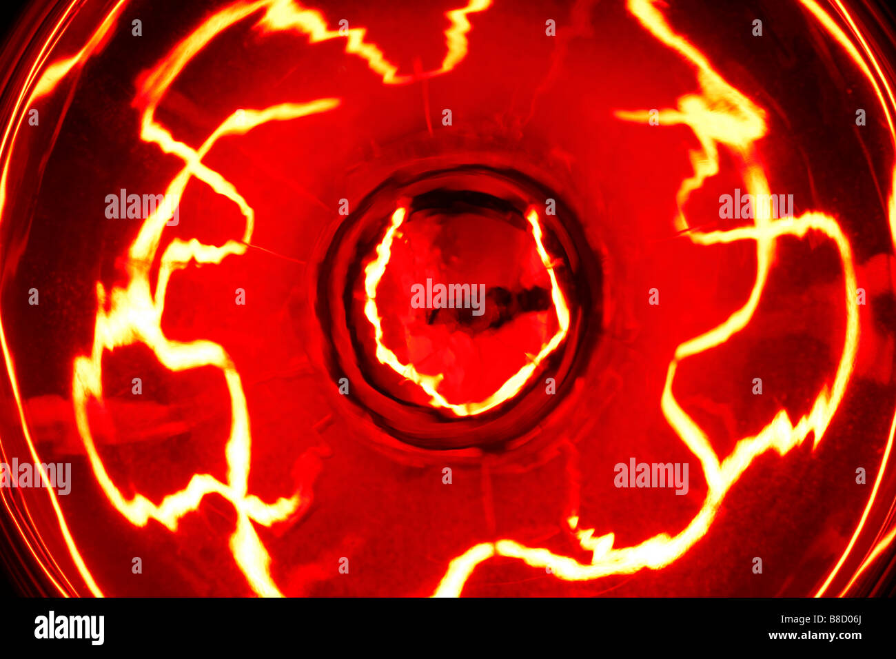 infra red treatment; reflection of a tungsten filament in an infrared lamp Stock Photo