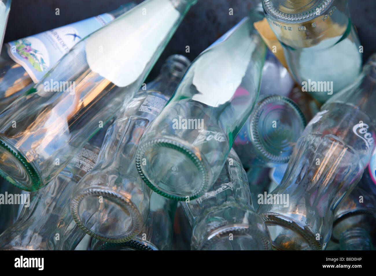 Glass bottles in recycling container, Rome, Italy Stock Photo Alamy