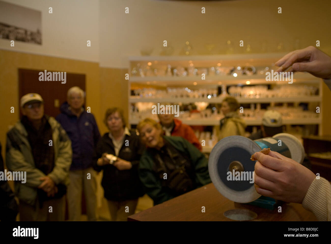 Polishing of amber in the shop in Gdansk, the capital of Amber, Poland