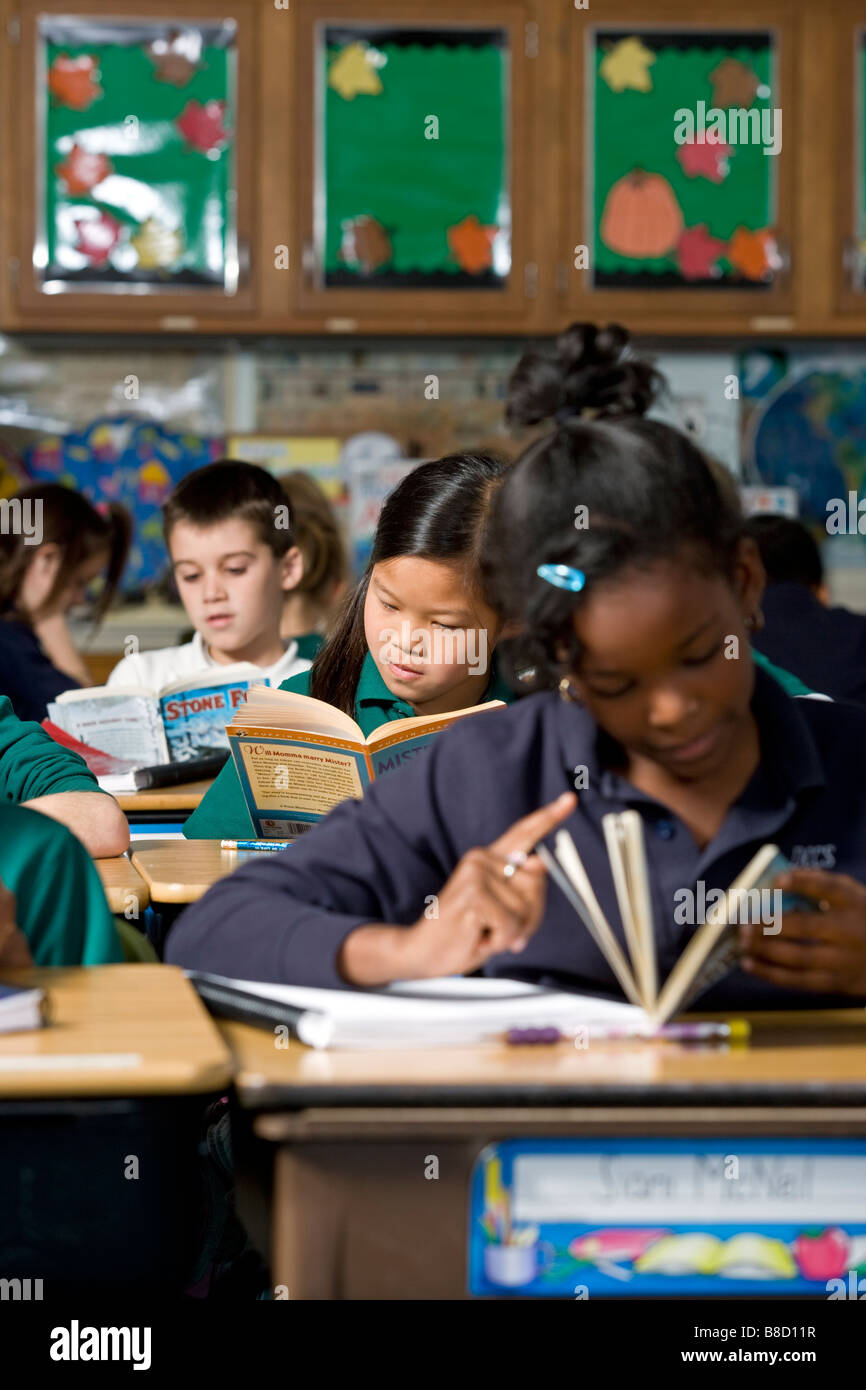 Private elementary school classroom with students. DCCS Stock Photo