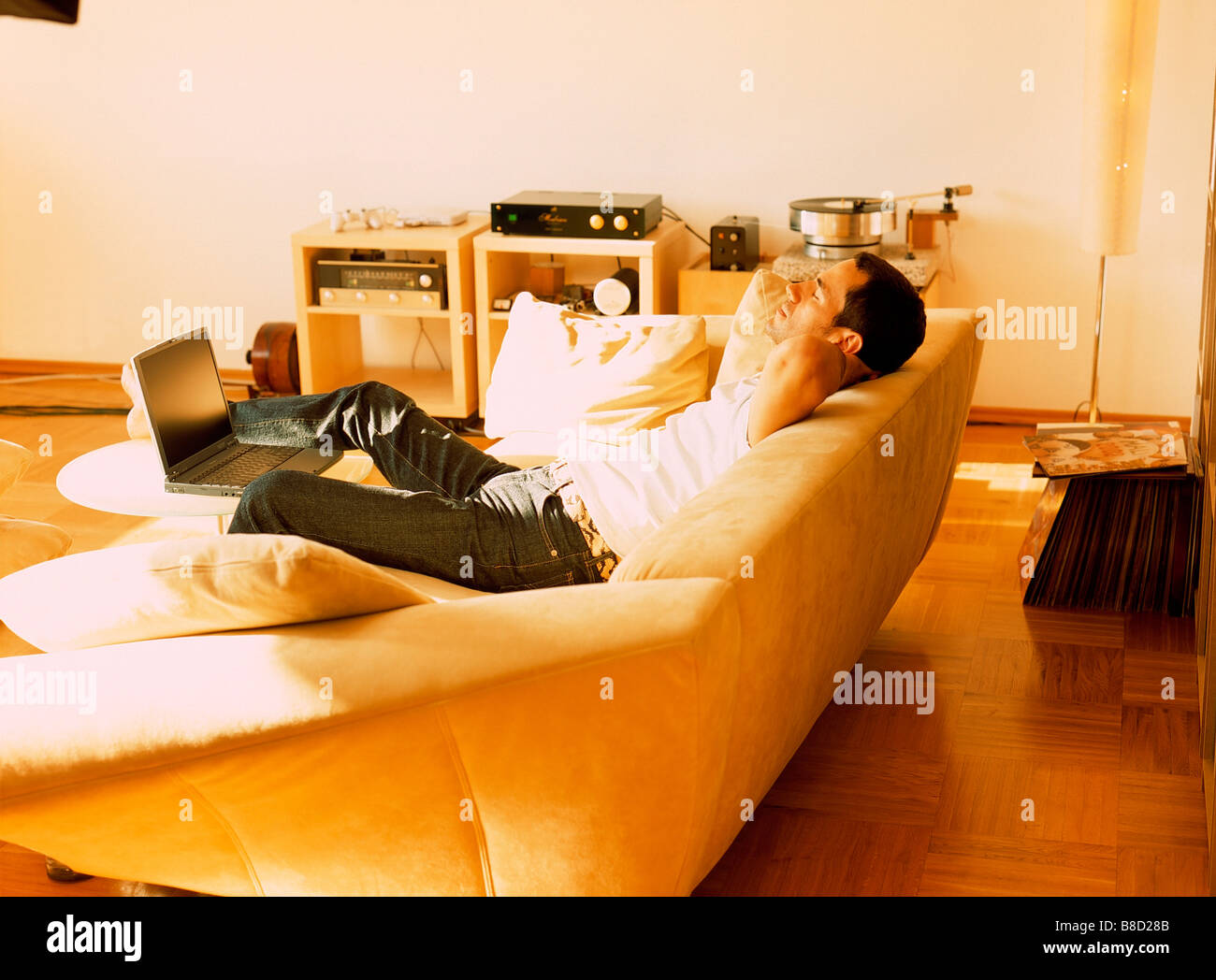 FV3064, Malek Chamoun; Young Man Feet up, Relaxed Stock Photo