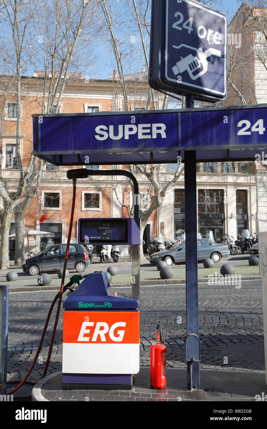 Outdoor gas station, Rome Italy Stock Photo Alamy
