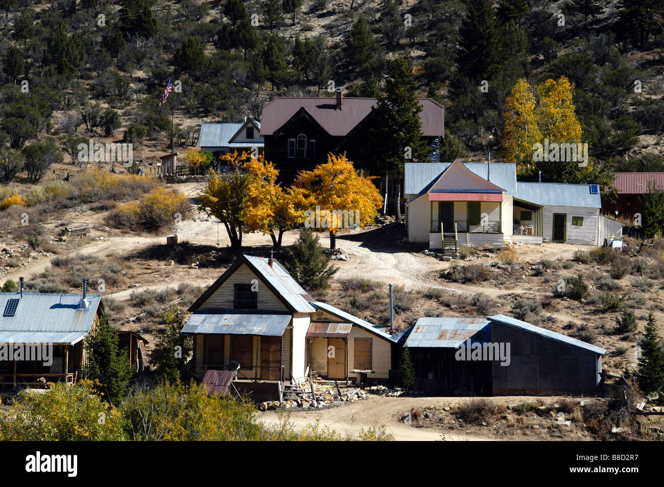 USA, Idaho, Silver City, Ghost Town in the Owyhee Mountains, View from