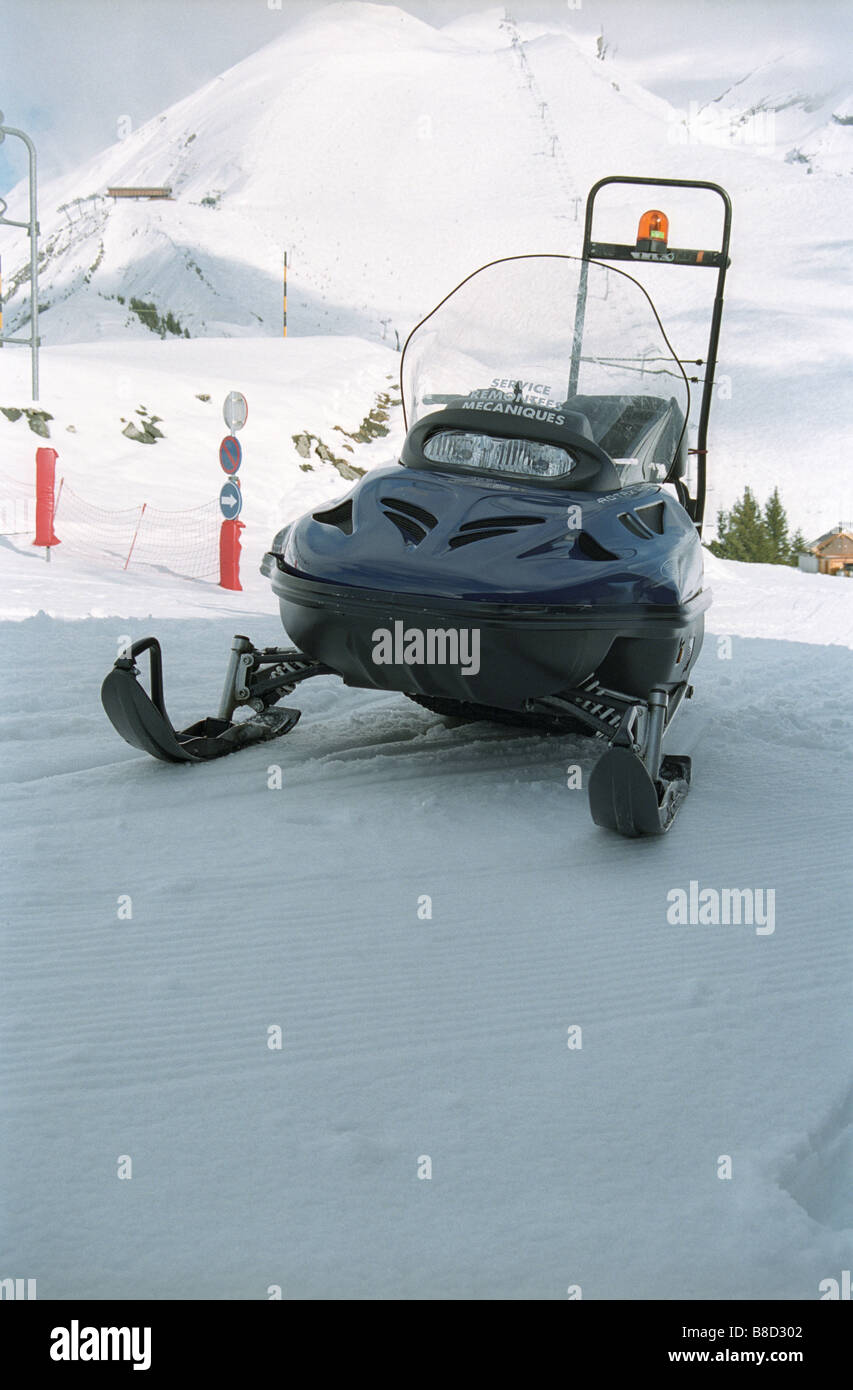 A snowmobile/skidoo in La Clusaz ski resort in the French alps Stock Photo